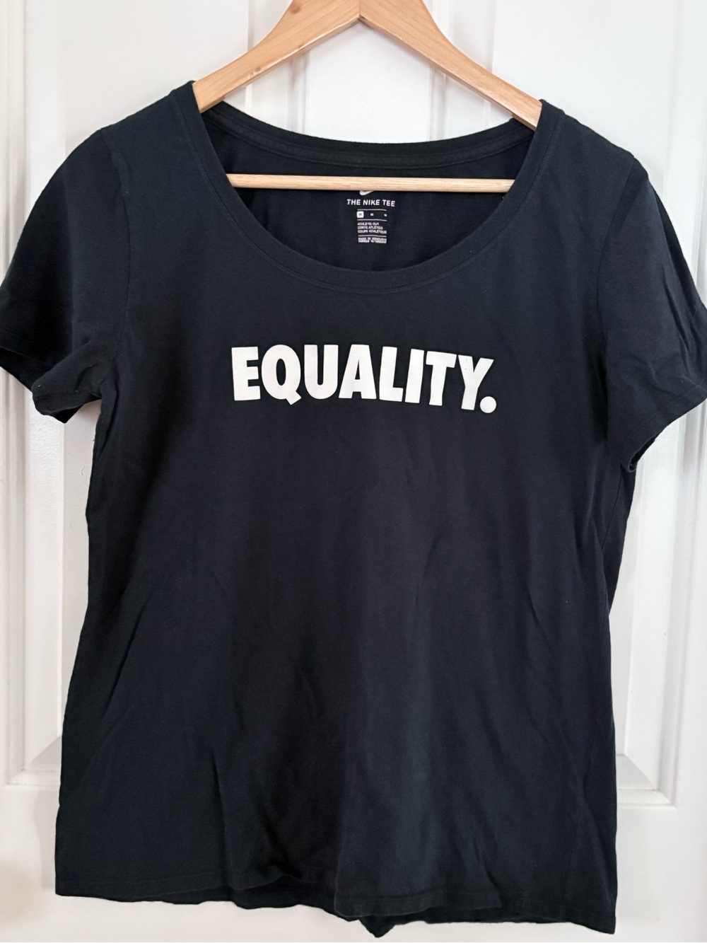 Nike Black Short Sleeve Tee with White "EQUALITY." Graphic